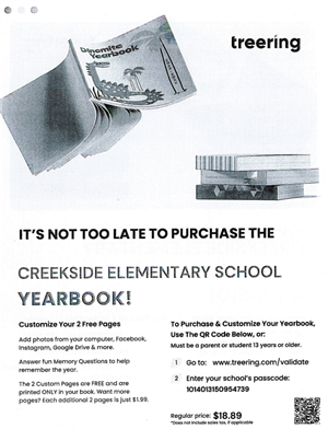 Creekside Yearbook Flier English